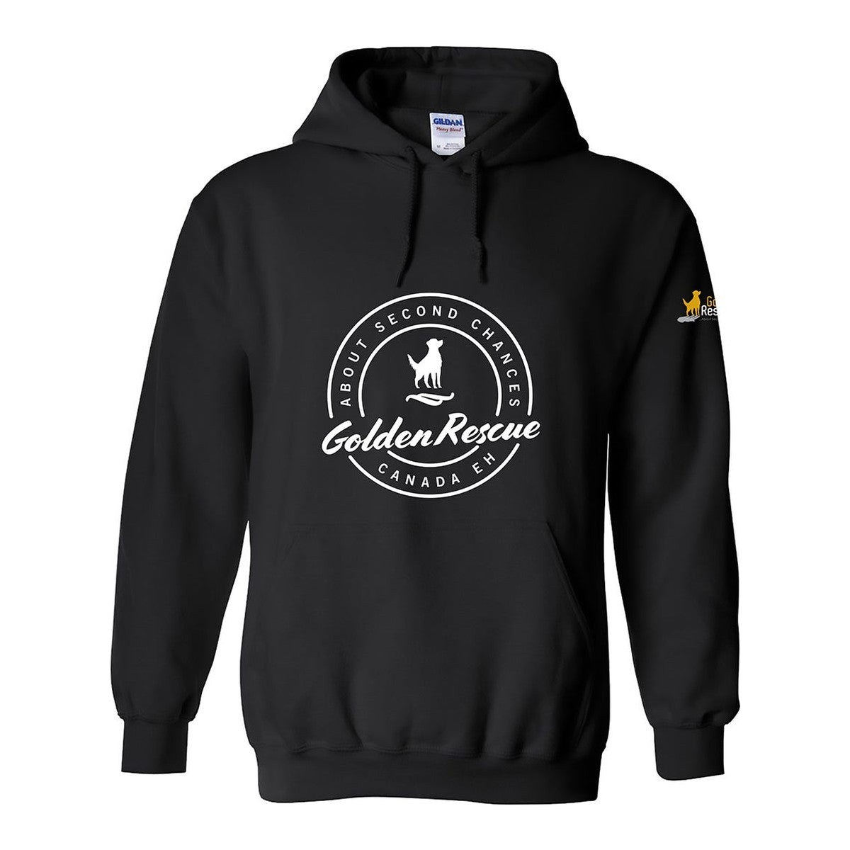 Hoodie, Golden Rescue Crest, Black, front