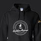 Hoodie, Golden Rescue Crest, Black, saying close-up