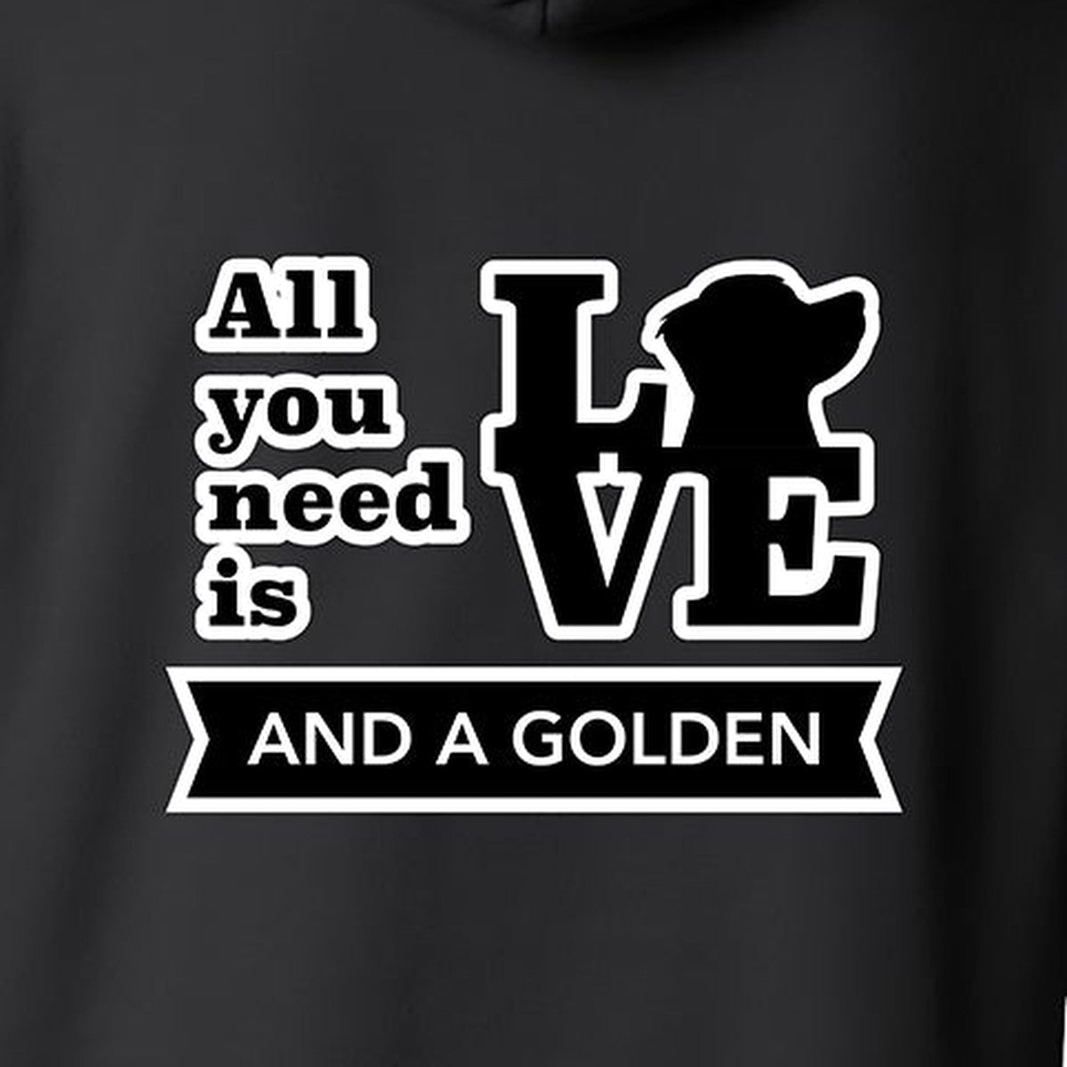 Hoodie, All You Need Is Love, Black, saying close-up