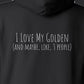 Hoodie, Love My Golden, Black, saying close-up
