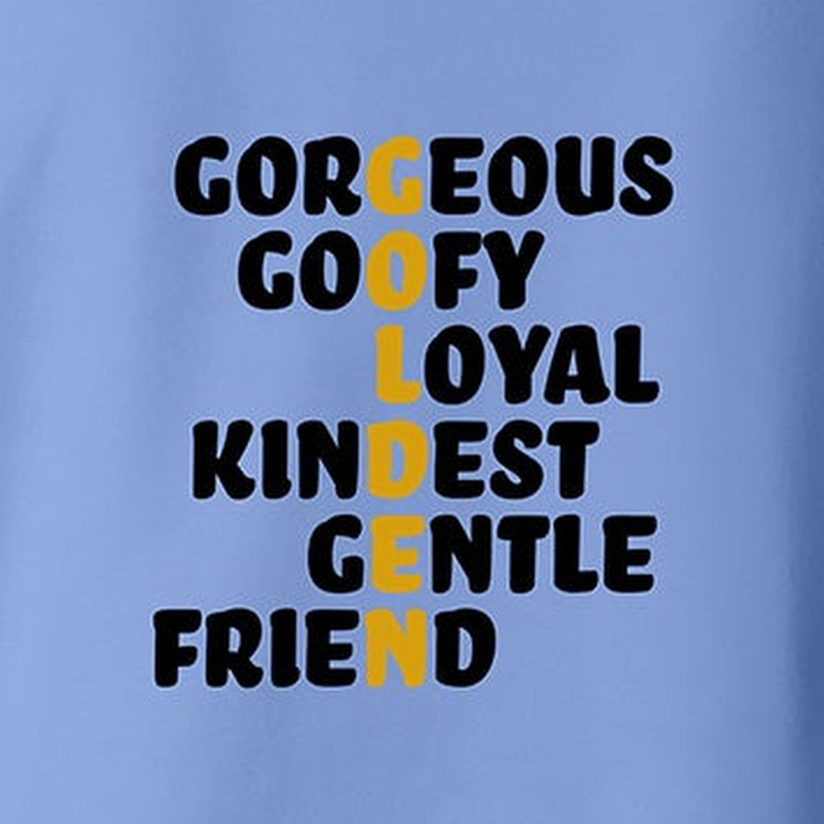 Hoodie, Golden, Blue, saying close-up