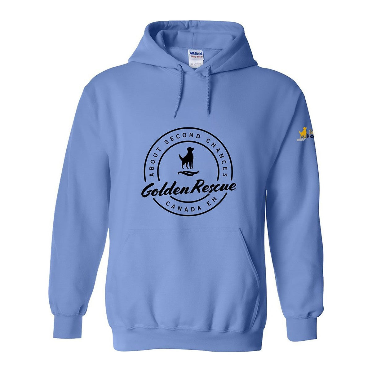 Hoodie, Golden Rescue Crest, Blue, front