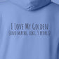 Hoodie, Love My Golden, Blue, saying close-up