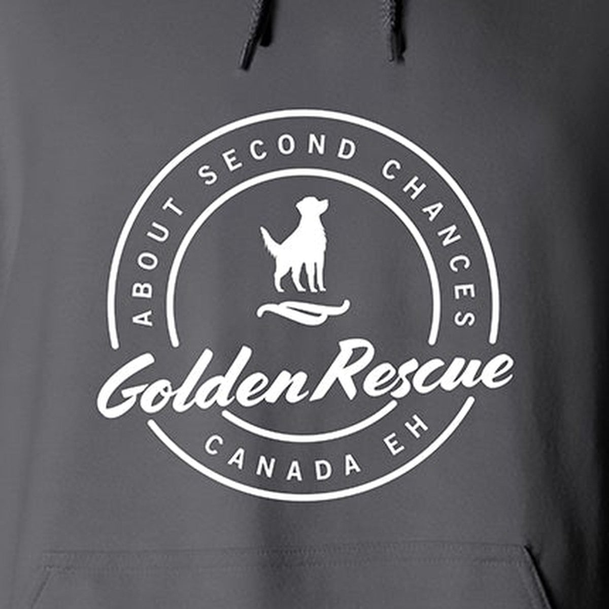 Hoodie, Golden Rescue Crest, Grey, saying close-up