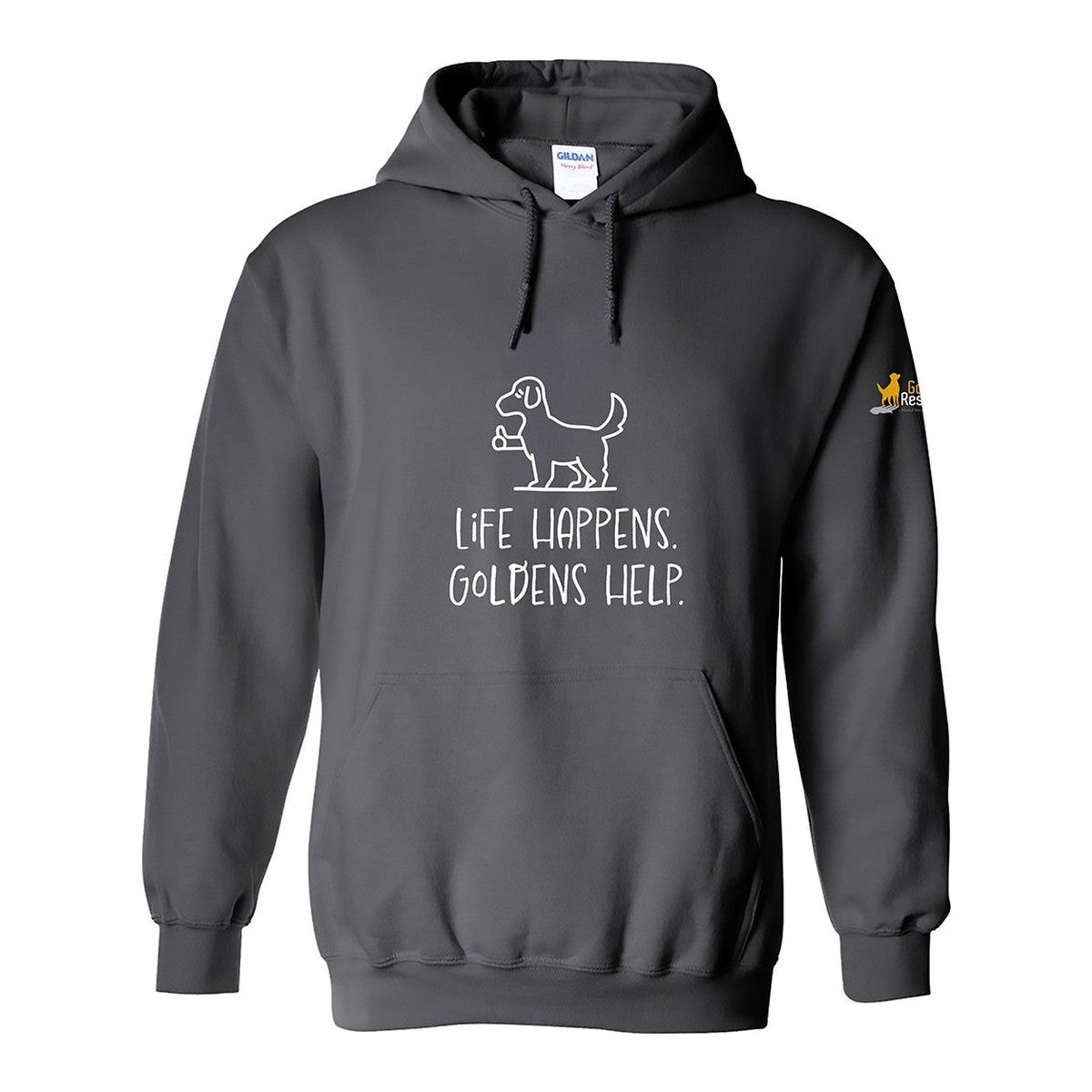 Hoodie, Life Happens, Grey, front