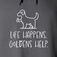 Hoodie, Life Happens, Grey, saying close-up