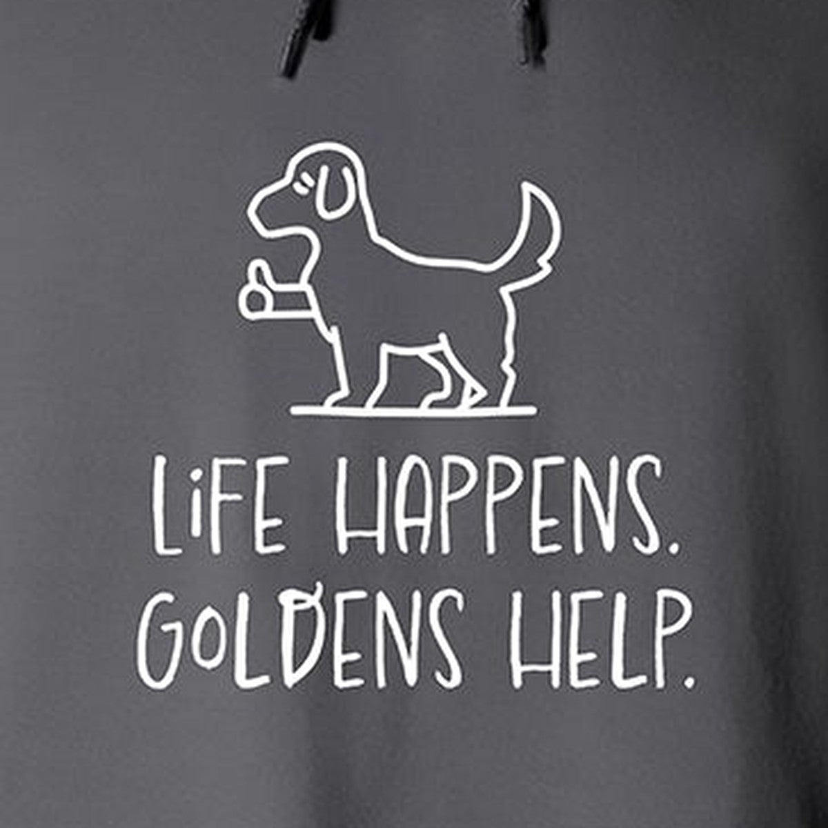 Hoodie, Life Happens, Grey, saying close-up