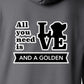 Hoodie, All You Need Is Love, Grey, saying close-up