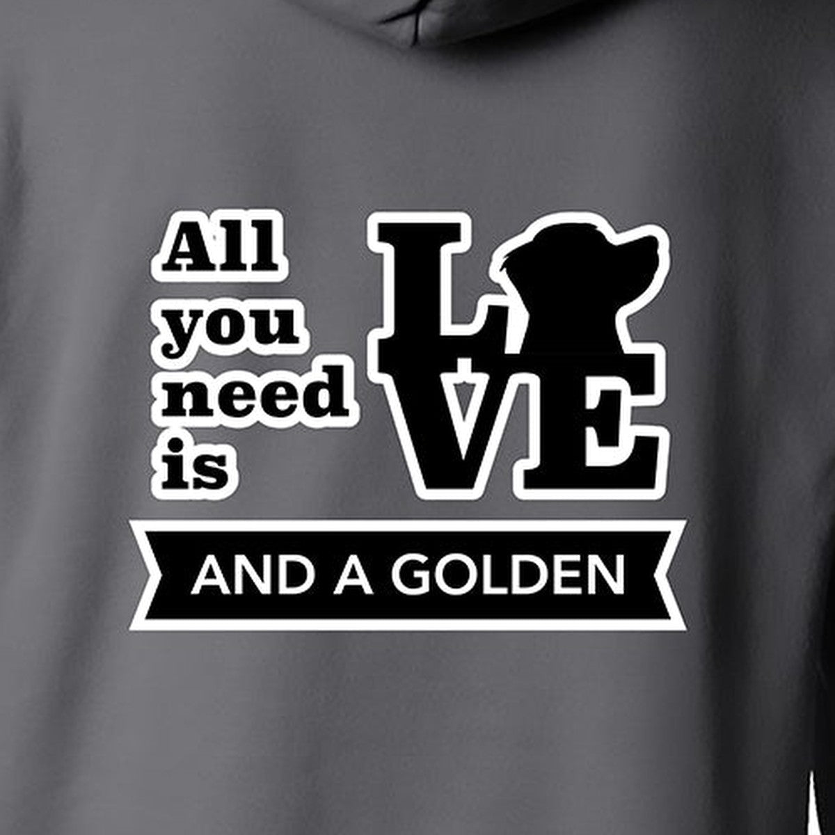 Hoodie, All You Need Is Love, Grey, saying close-up
