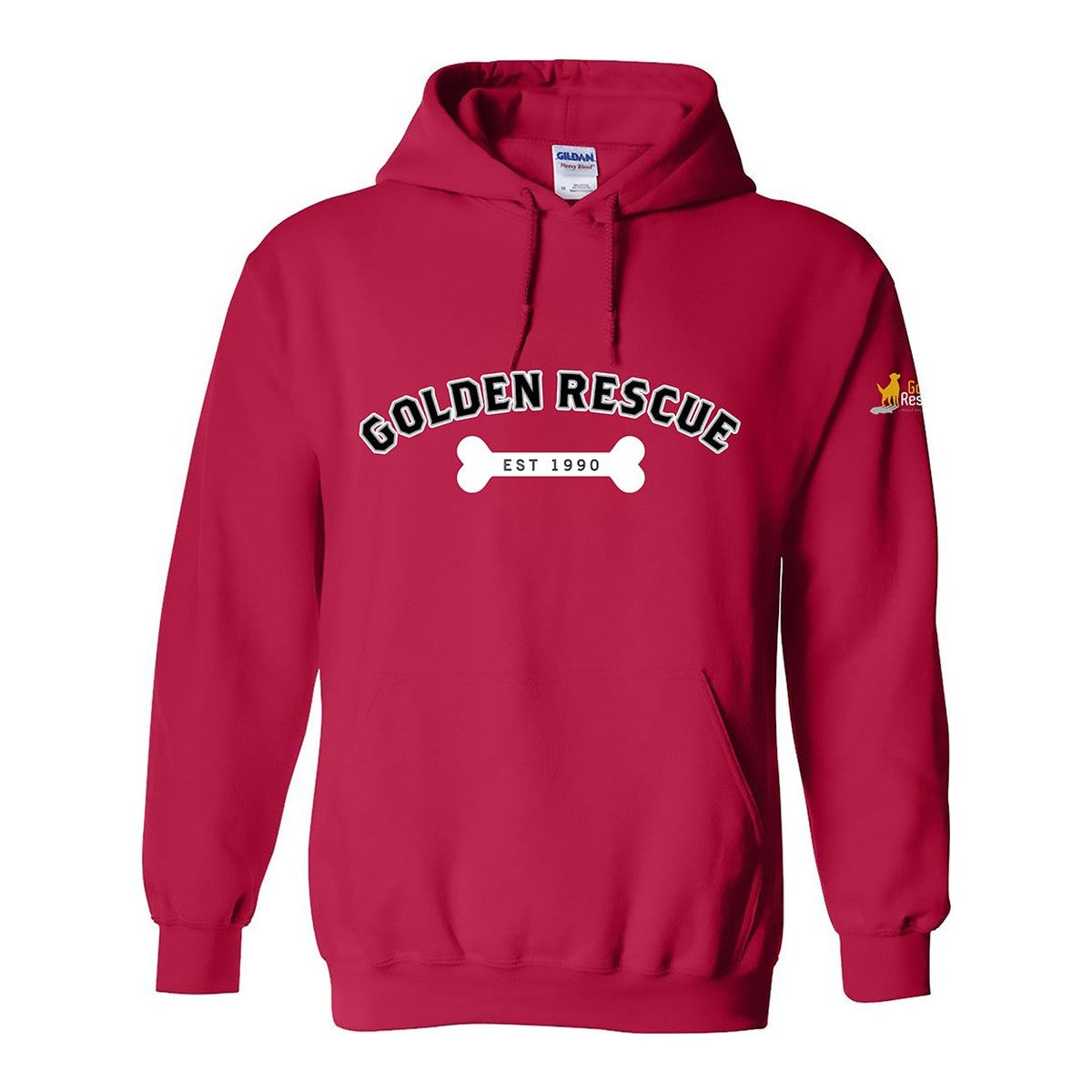 Hoodie, Golden Rescue Bone, Red, front