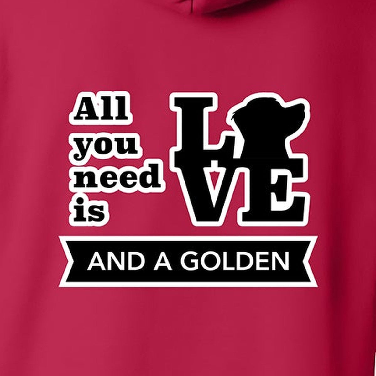 Hoodie, All You Need Is Love, Red, saying close-up