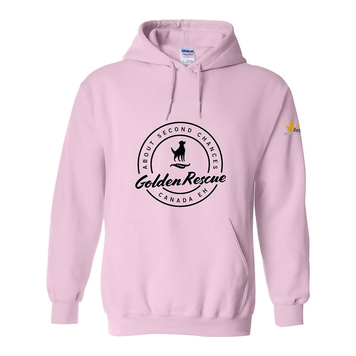 Hoodie, Golden Rescue Crest, Pink, front