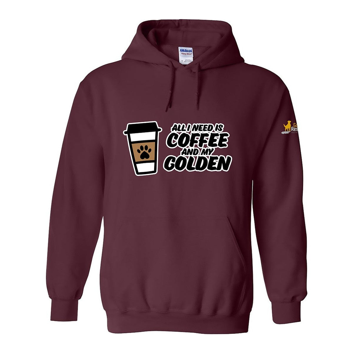 Hoodie, Coffee & Golden, Maroon, front