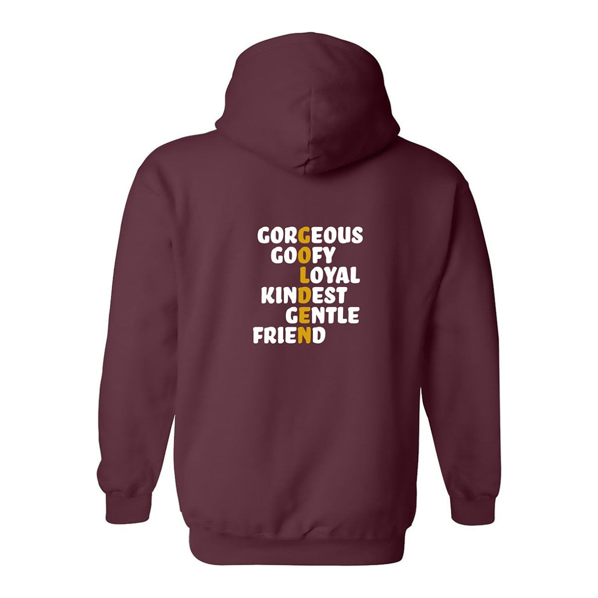 Hoodie, Golden, Maroon, back