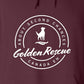 Hoodie, Golden Rescue Crest, Maroon, saying close-up
