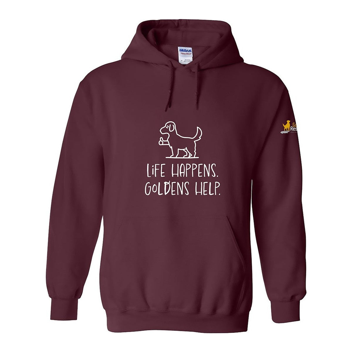 Hoodie, Life Happens, Maroon, front