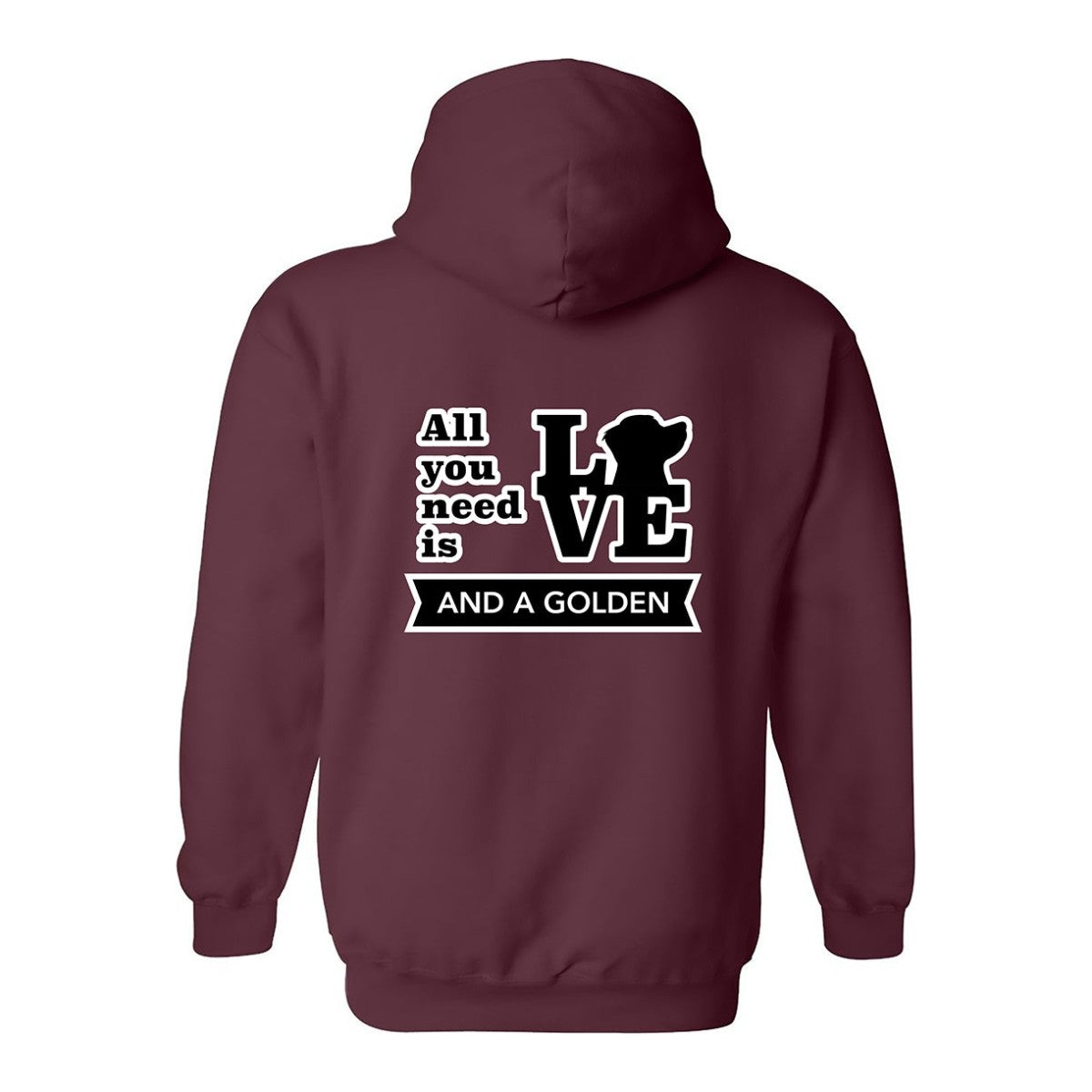 Hoodie, All You Need Is Love, Maroon, back