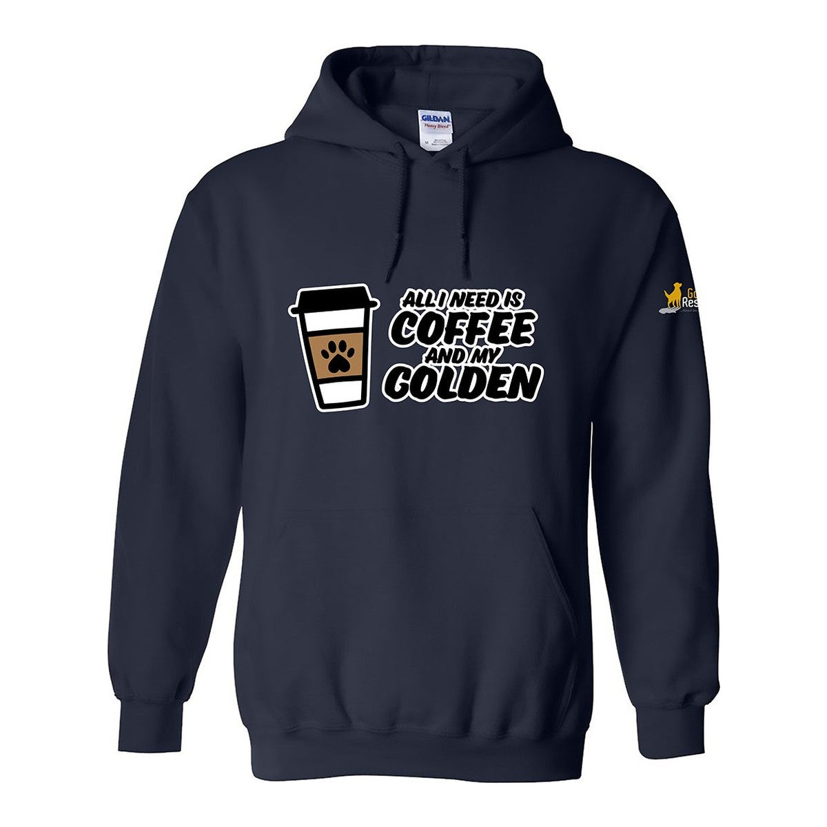 Hoodie, Coffee & Golden, Navy, front