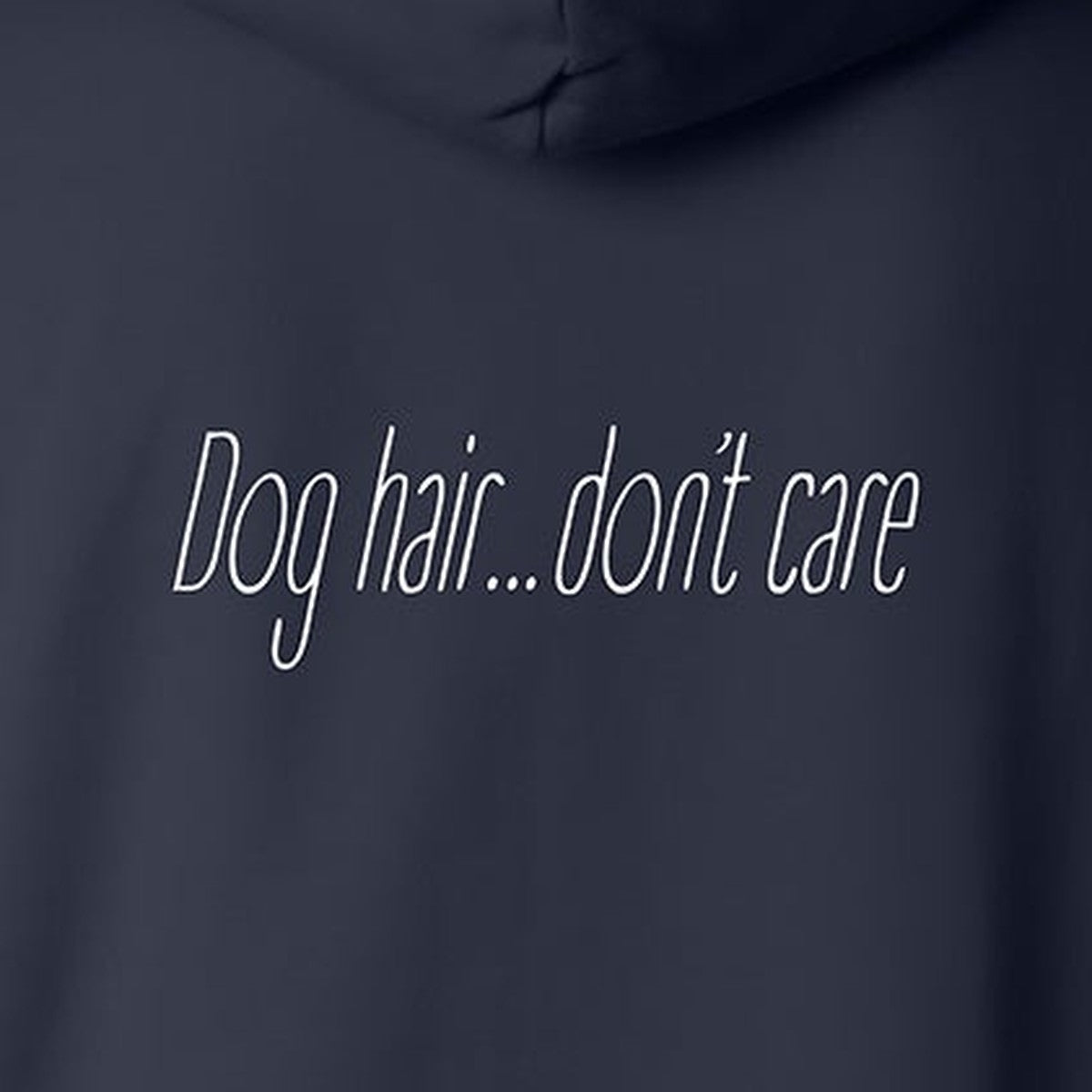 Hoodie, Dog Hair, Navy, saying close-up
