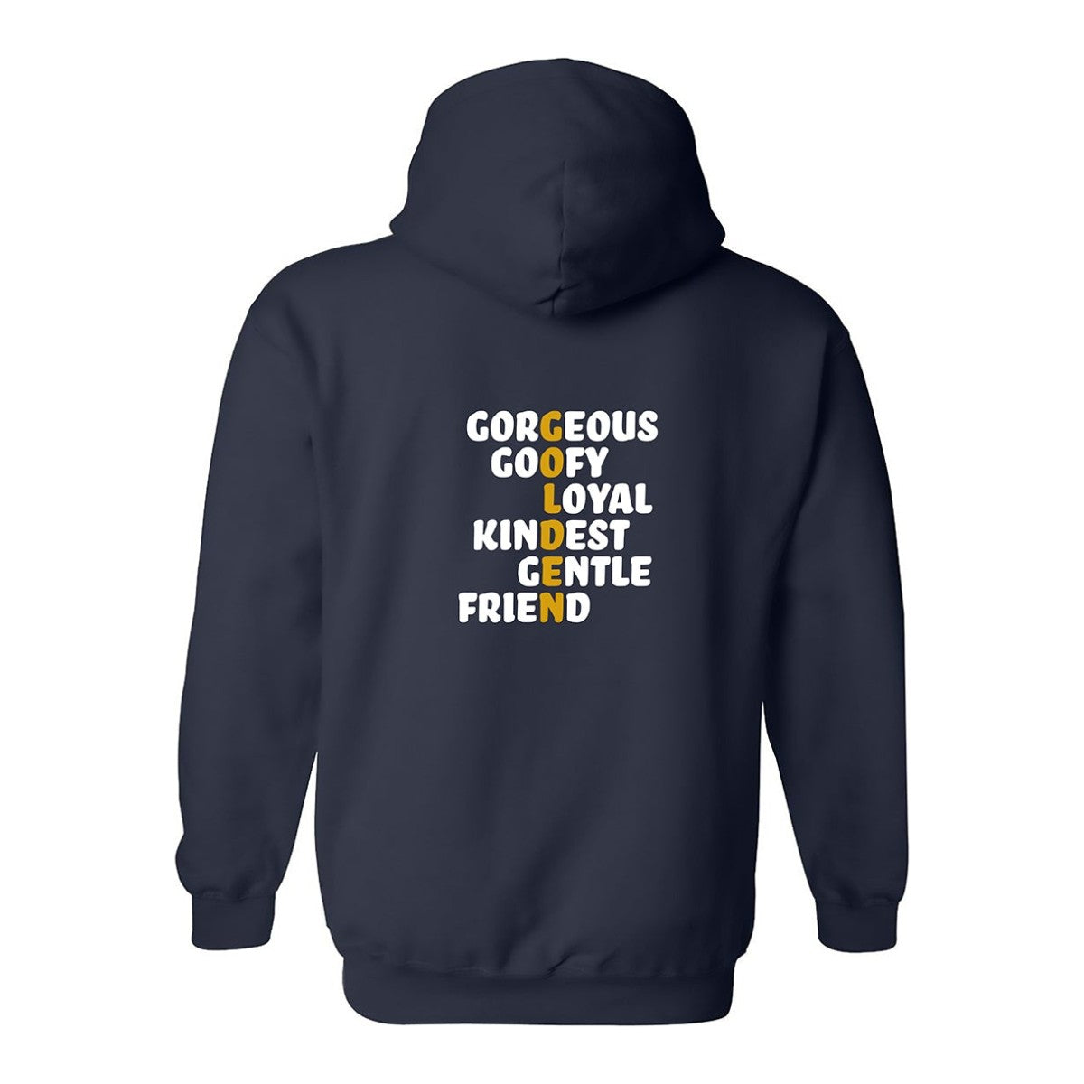 Hoodie, Golden, Navy, back