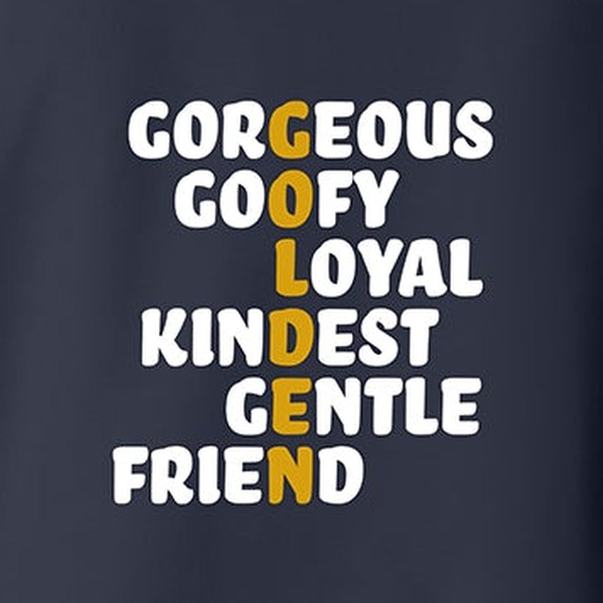 Hoodie, Golden, Navy, saying close-up