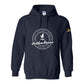 Hoodie, Golden Rescue Crest, Navy, front