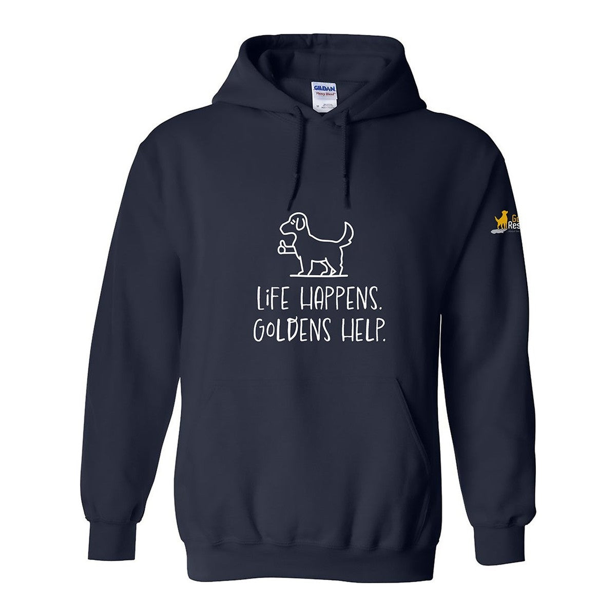 Hoodie, Life Happens, Navy, front