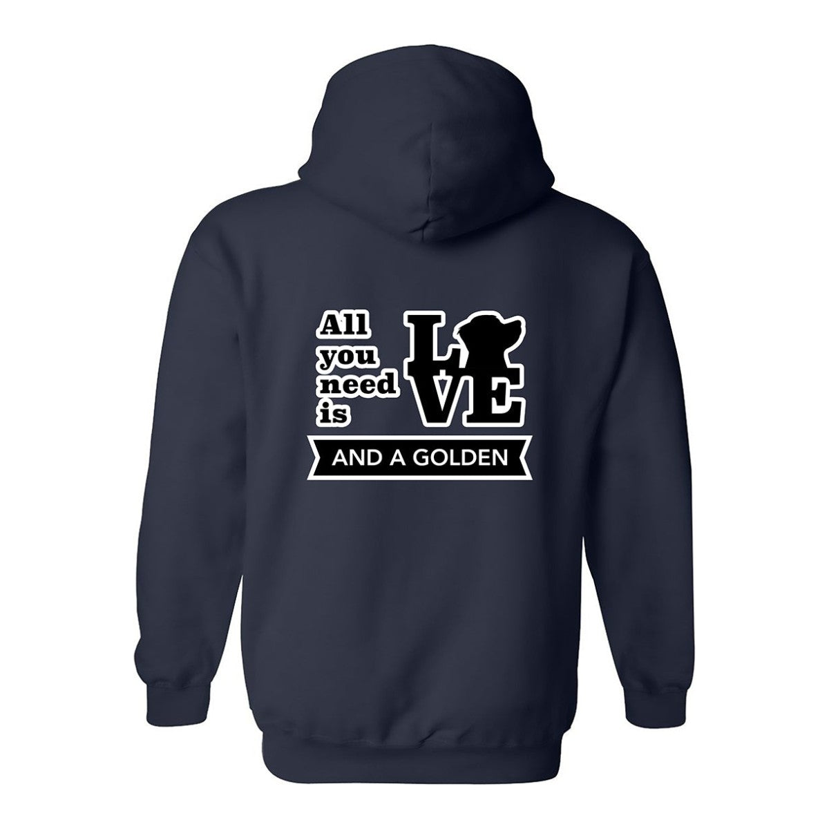 Hoodie, All You Need Is Love, Navy, back