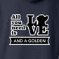 Hoodie, All You Need Is Love, Navy, saying close-up
