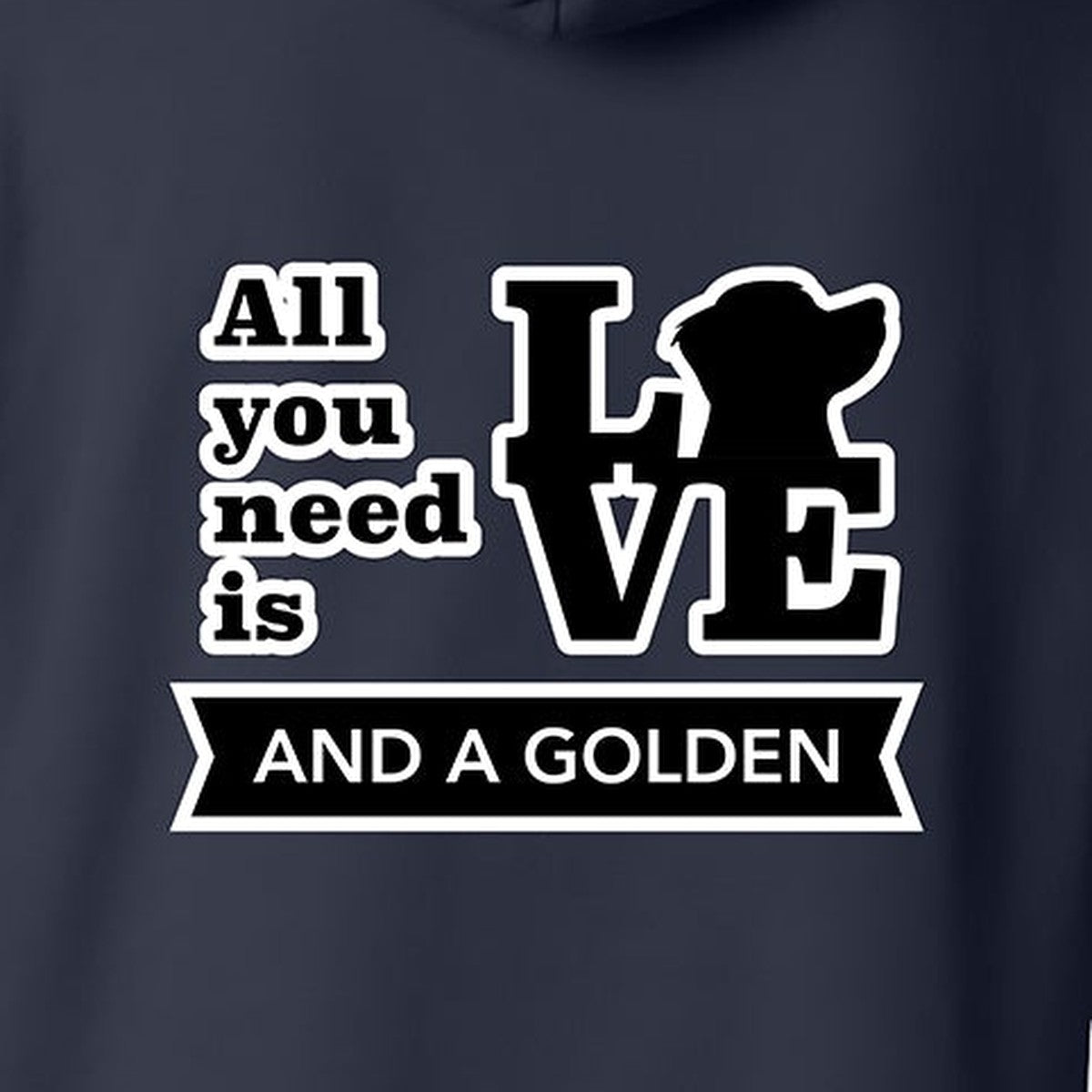 Hoodie, All You Need Is Love, Navy, saying close-up