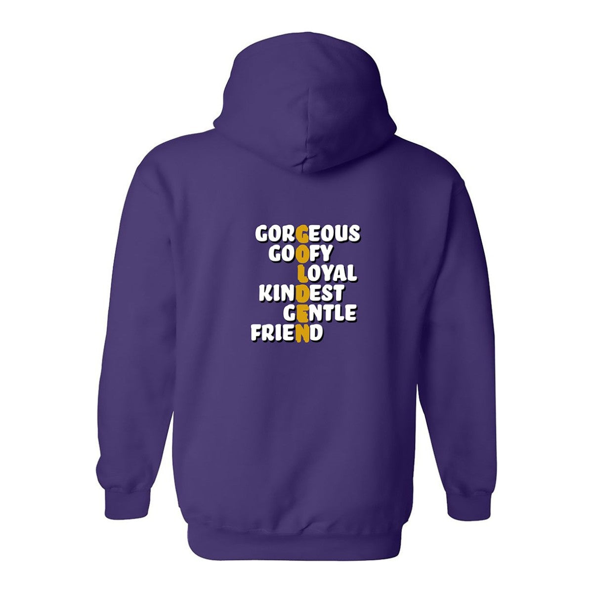 Hoodie, Golden, Purple, back