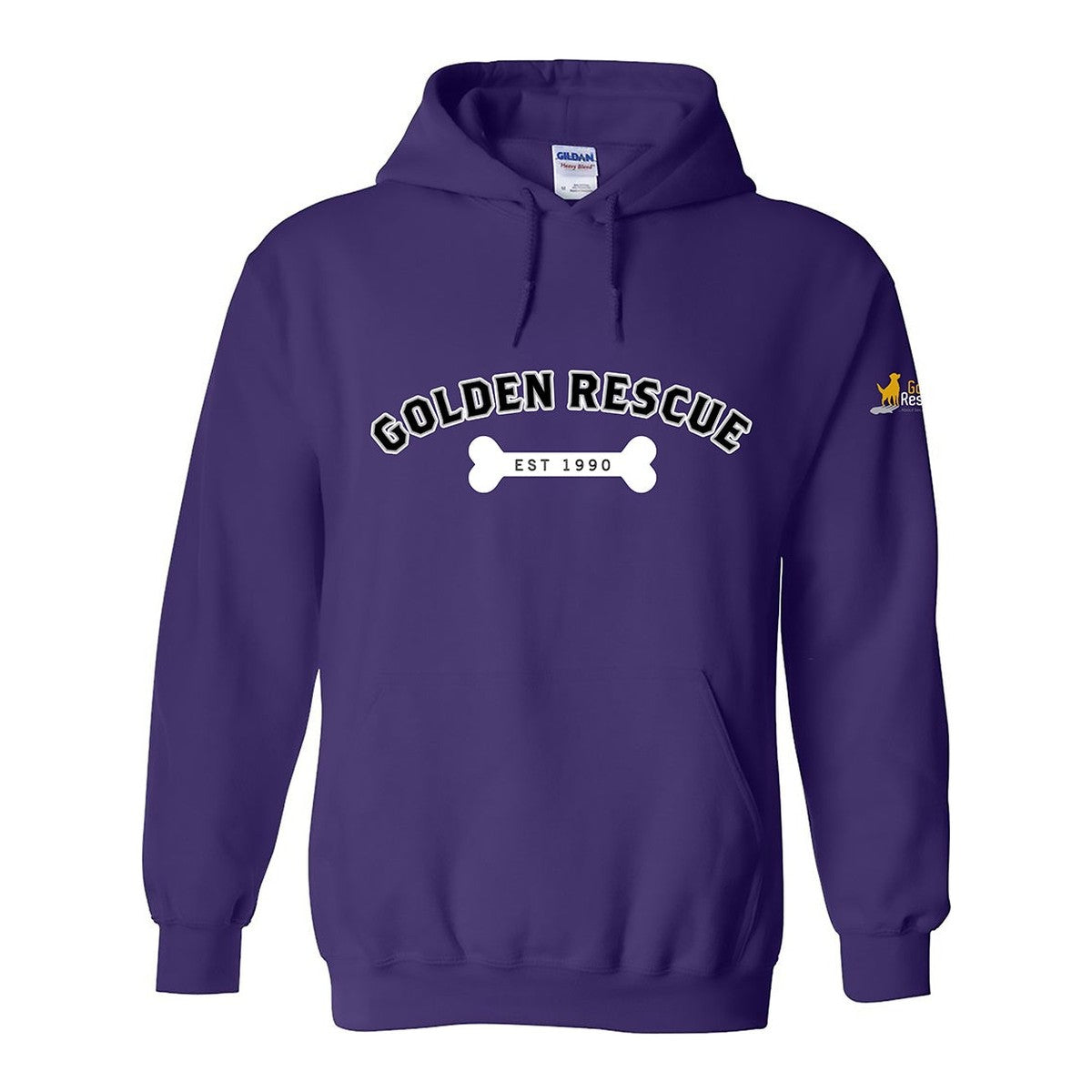 Hoodie, Golden Rescue Bone, Purple, front