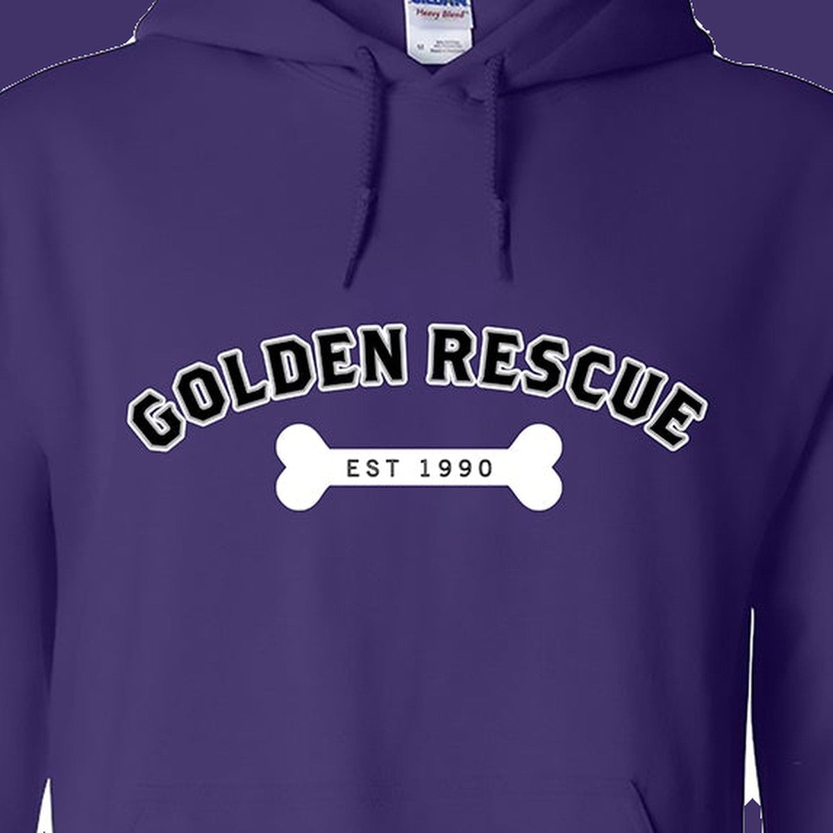 Hoodie, Golden Rescue Bone, Purple, saying close-up