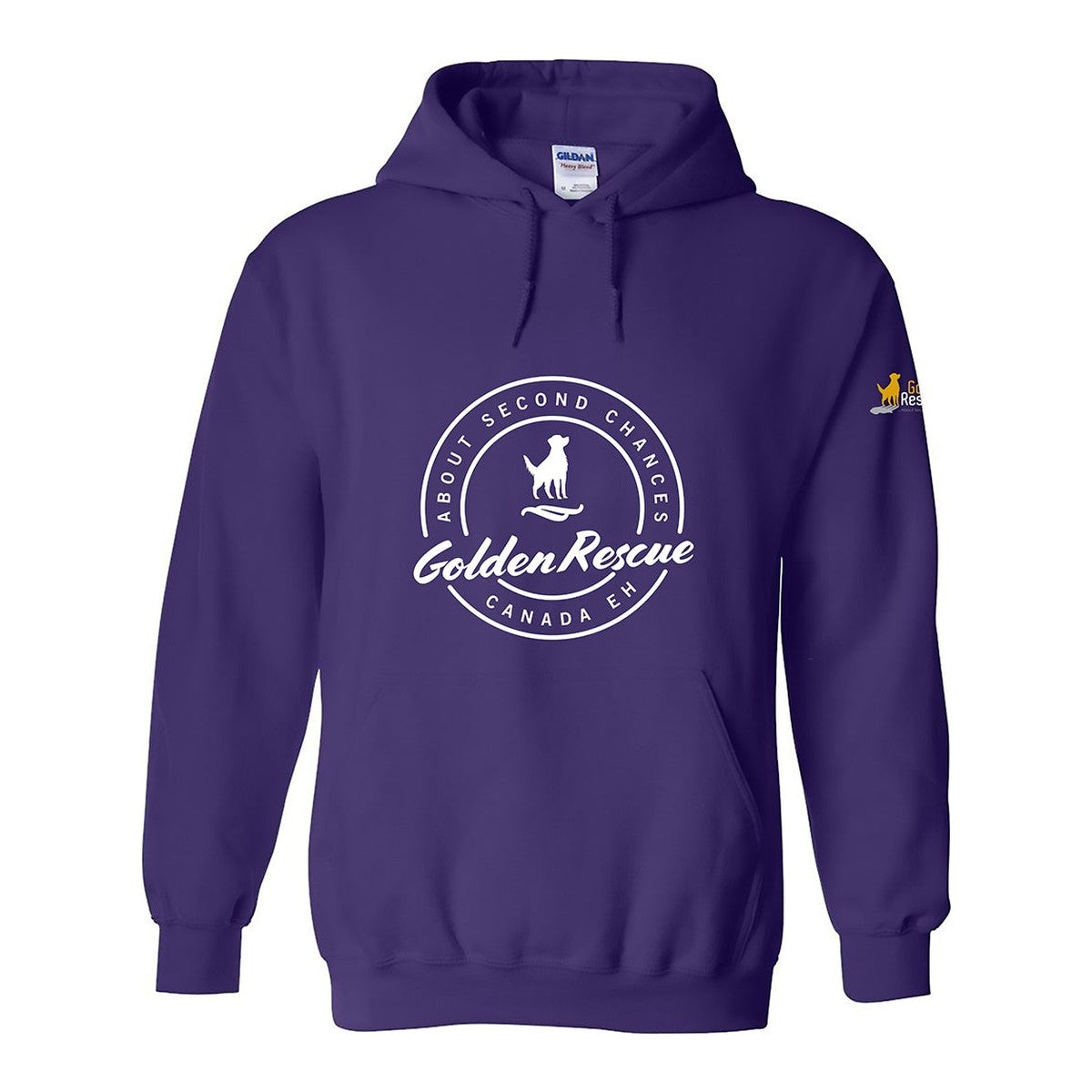 Hoodie, Golden Rescue Crest, Purple, front