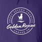 Hoodie, Golden Rescue Crest, Purple, saying close-up