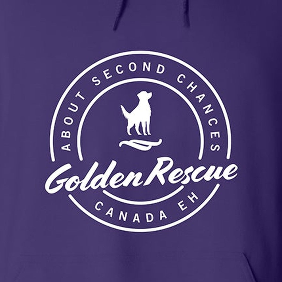 Hoodie, Golden Rescue Crest, Purple, saying close-up