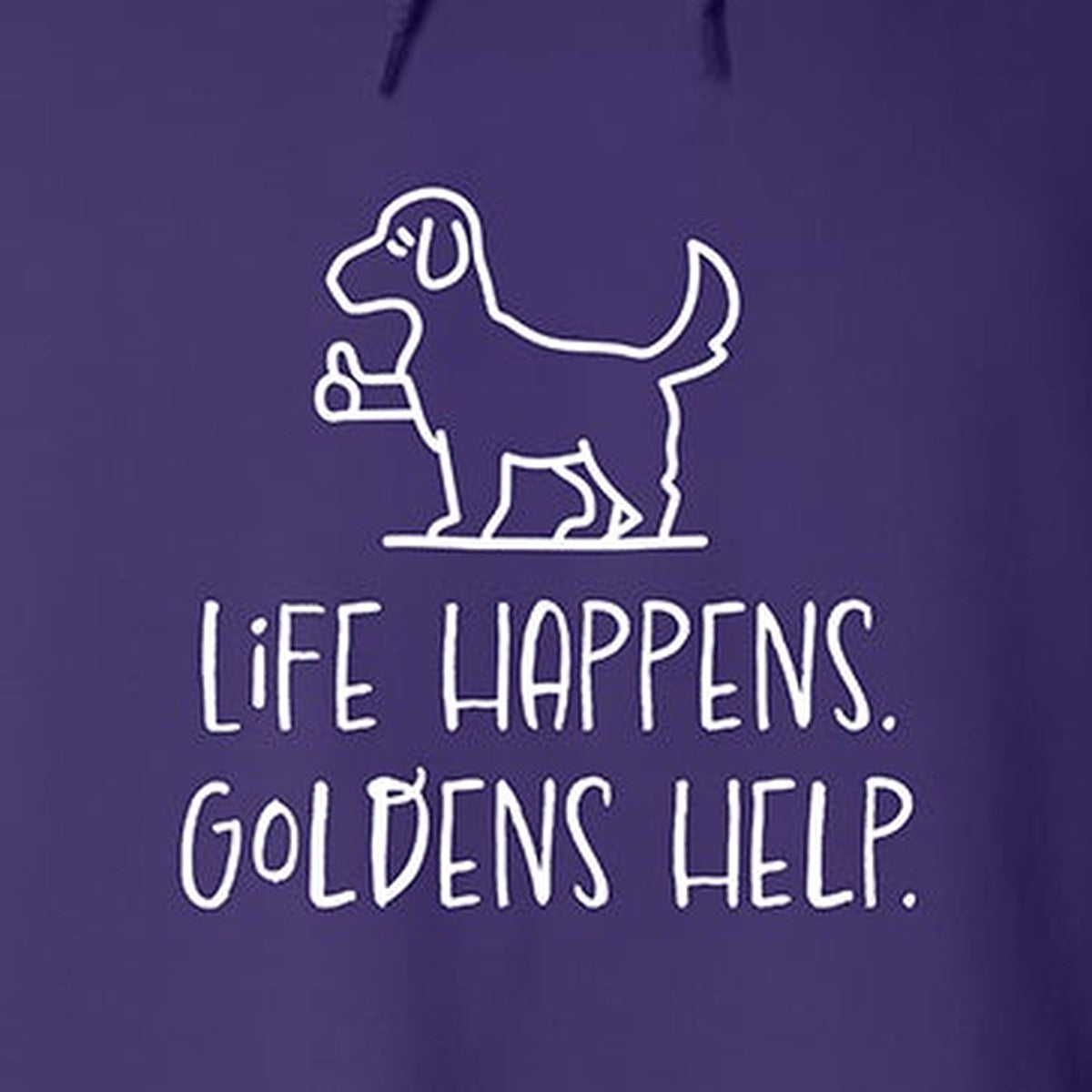 Hoodie, Life Happens, Purple, saying close-up