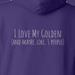 Hoodie, Love My Golden, Purple, saying close-up