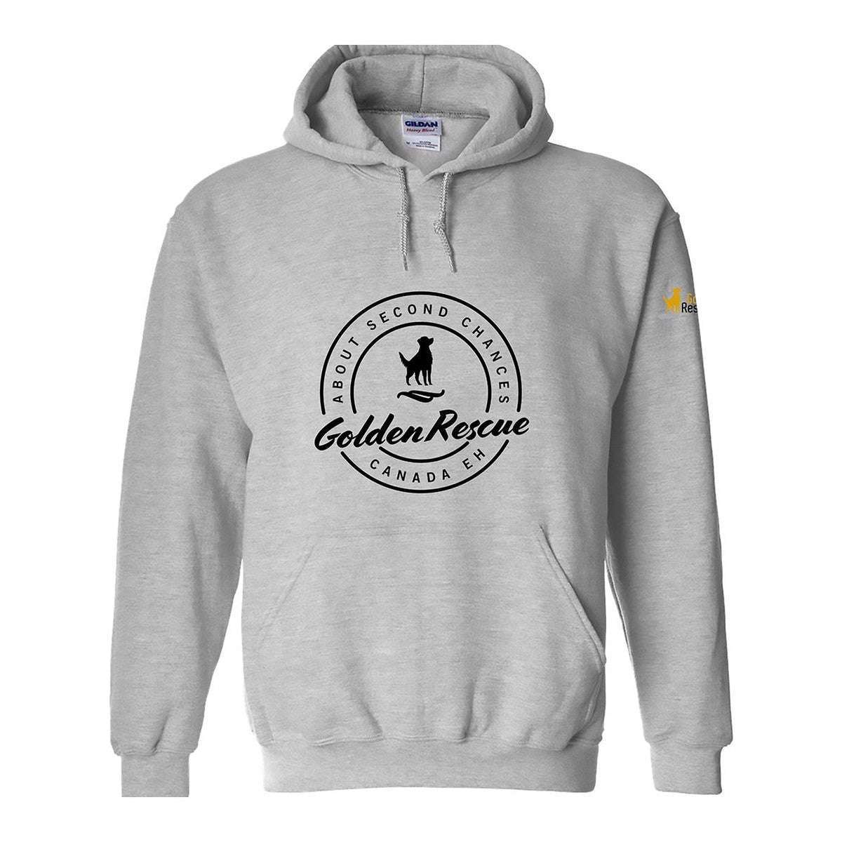 Hoodie, Golden Rescue Crest, Light grey, front