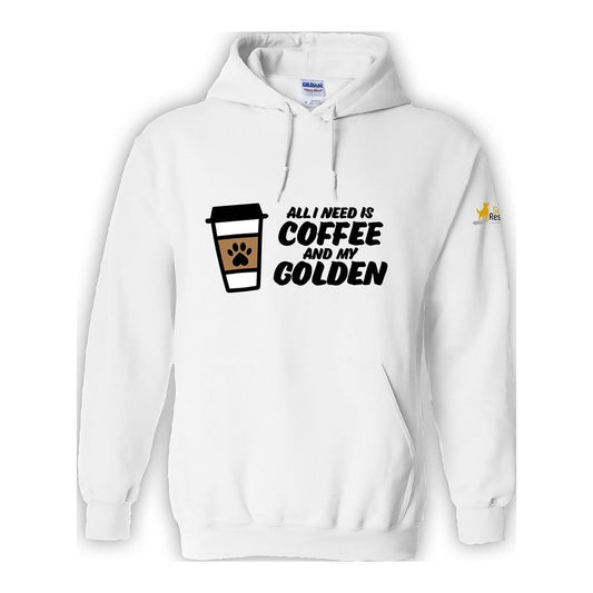 Hoodie, Coffee & Golden, White, front