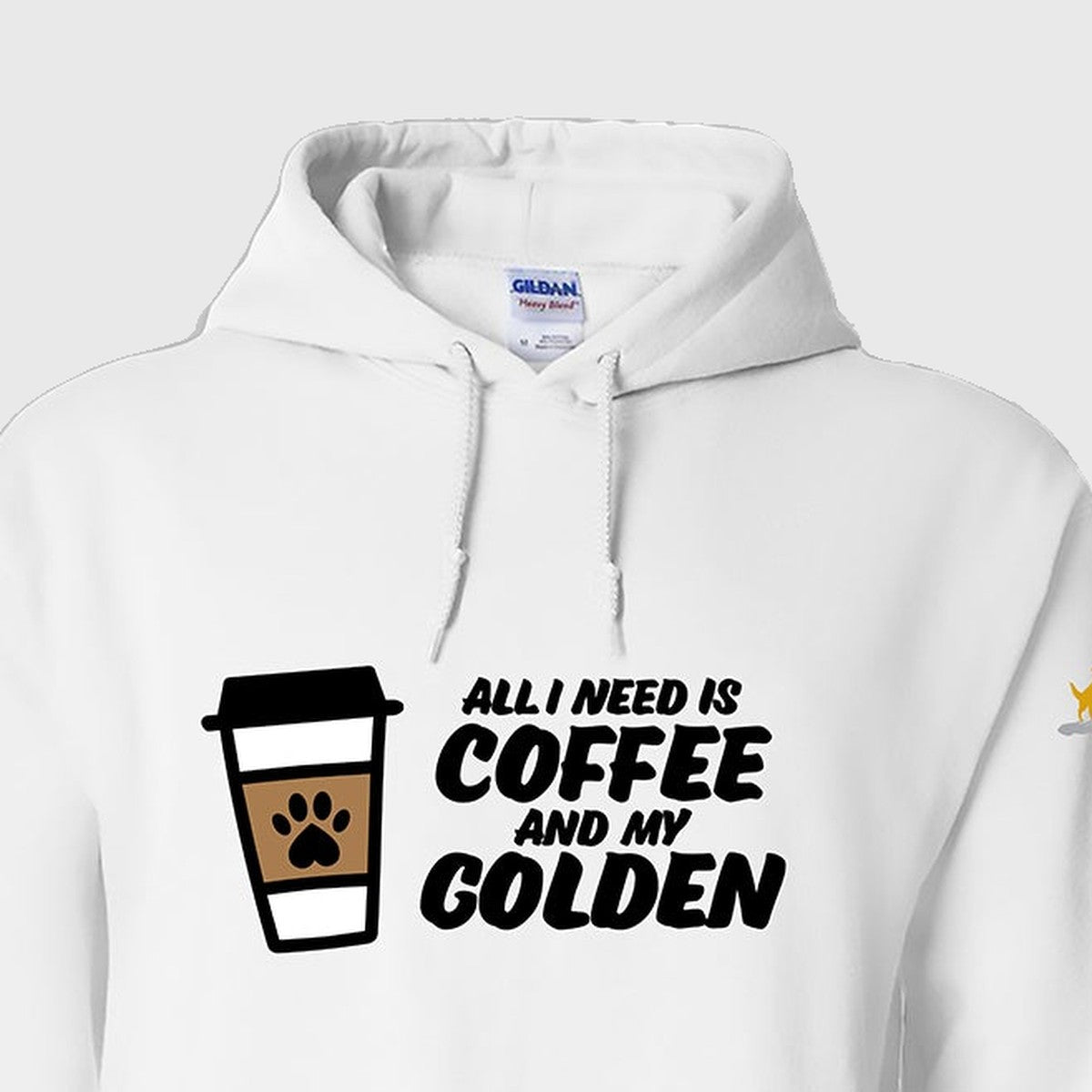Hoodie, Coffee & Golden, White, saying close-up
