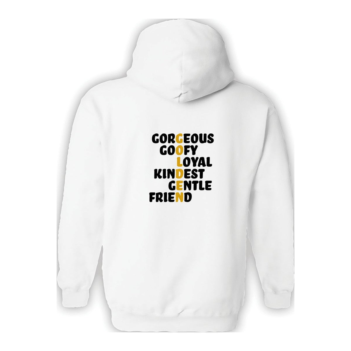 Hoodie, Golden, White, back