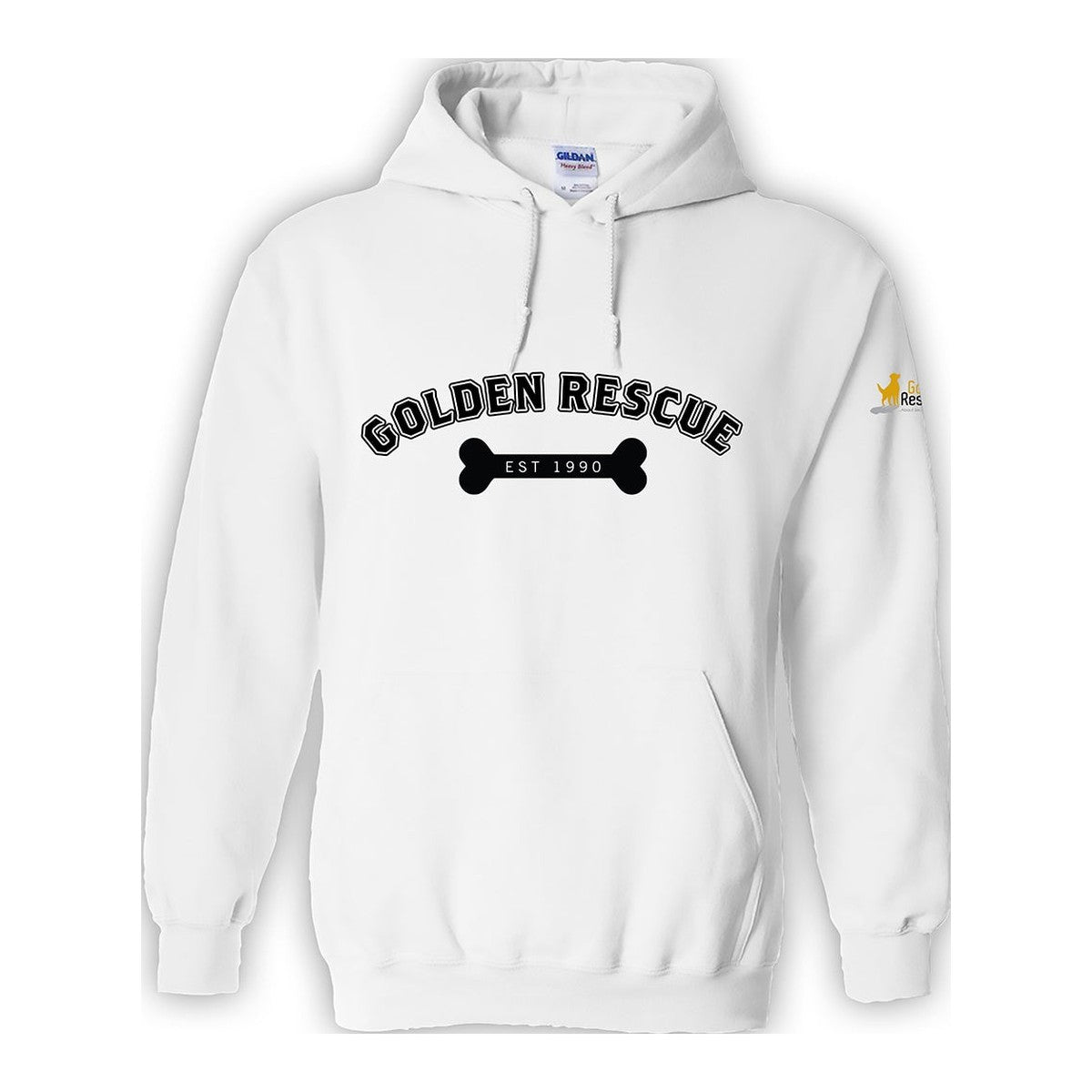 Hoodie, Golden Rescue Bone, White, front