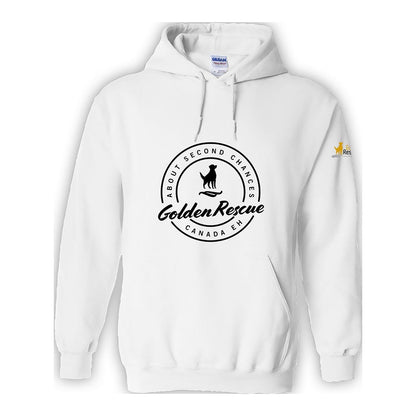 Hoodie, Golden Rescue Crest, White, front