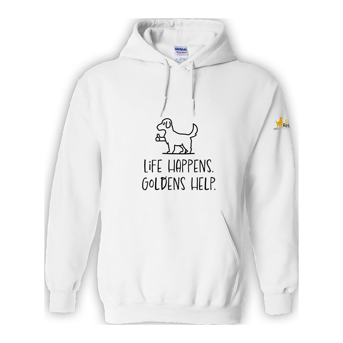 Hoodie, Life Happens, White, front