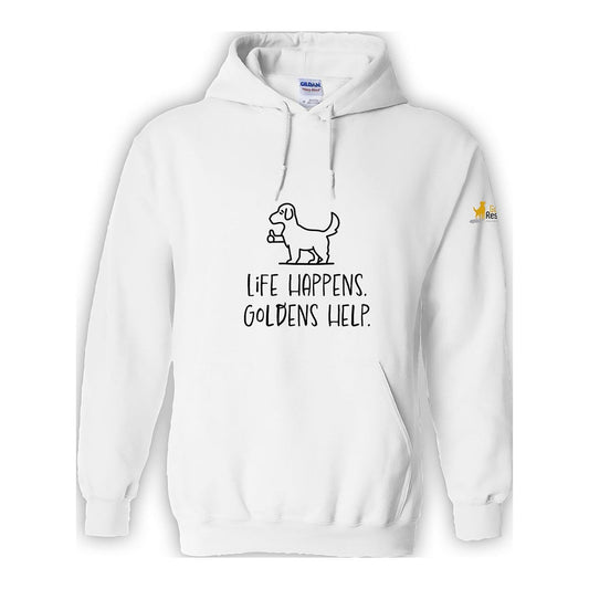Hoodie, Life Happens, White, front
