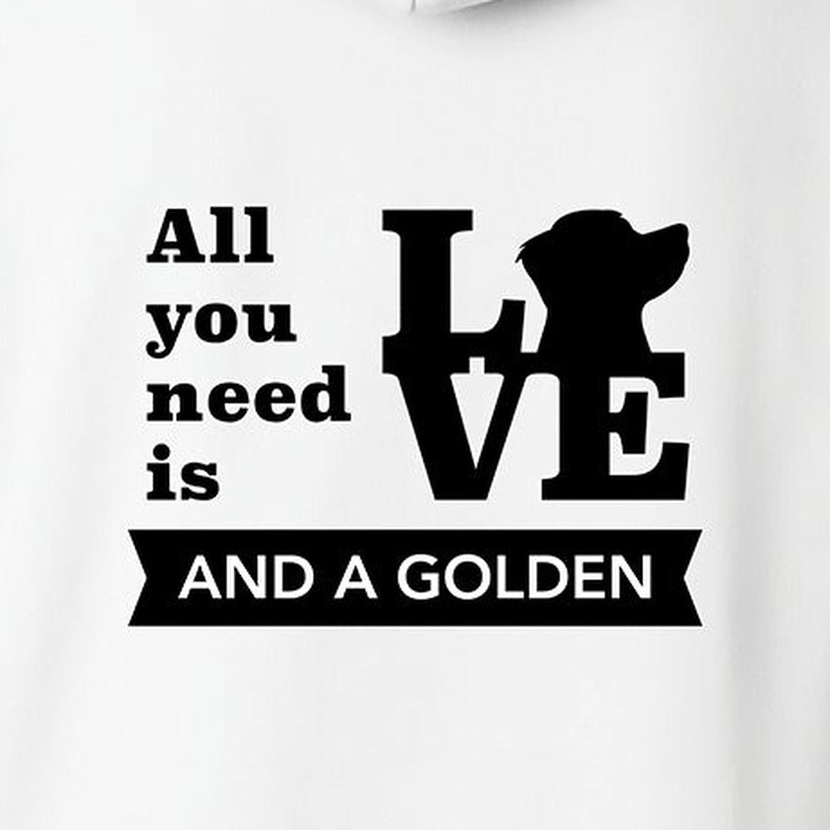 Hoodie, All You Need Is Love, White, saying close-up