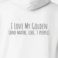 Hoodie, Love My Golden, White, saying close-up