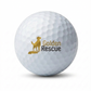 White golf ball with 'Golden Rescue' logo on a white background