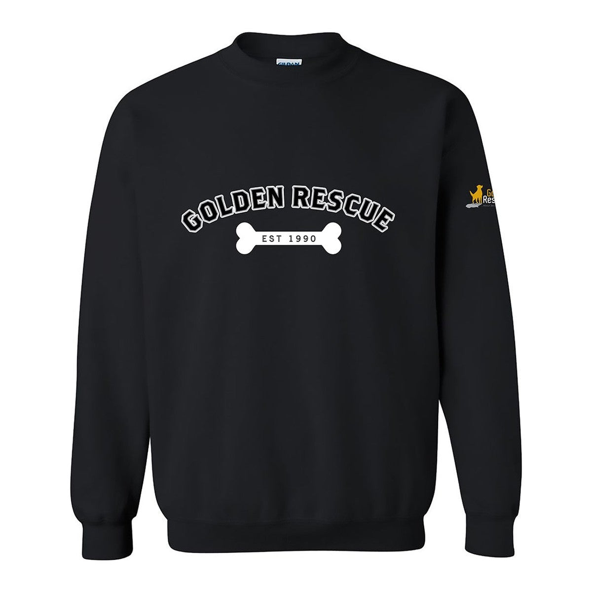 Sweatshirt, Golden Rescue Bone, Black, front